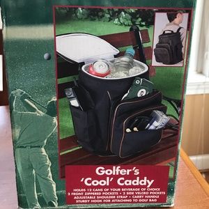 Totes Golf Club Golfer's Cool Caddy Black Brown Edging 12 Cans Pockets Strap